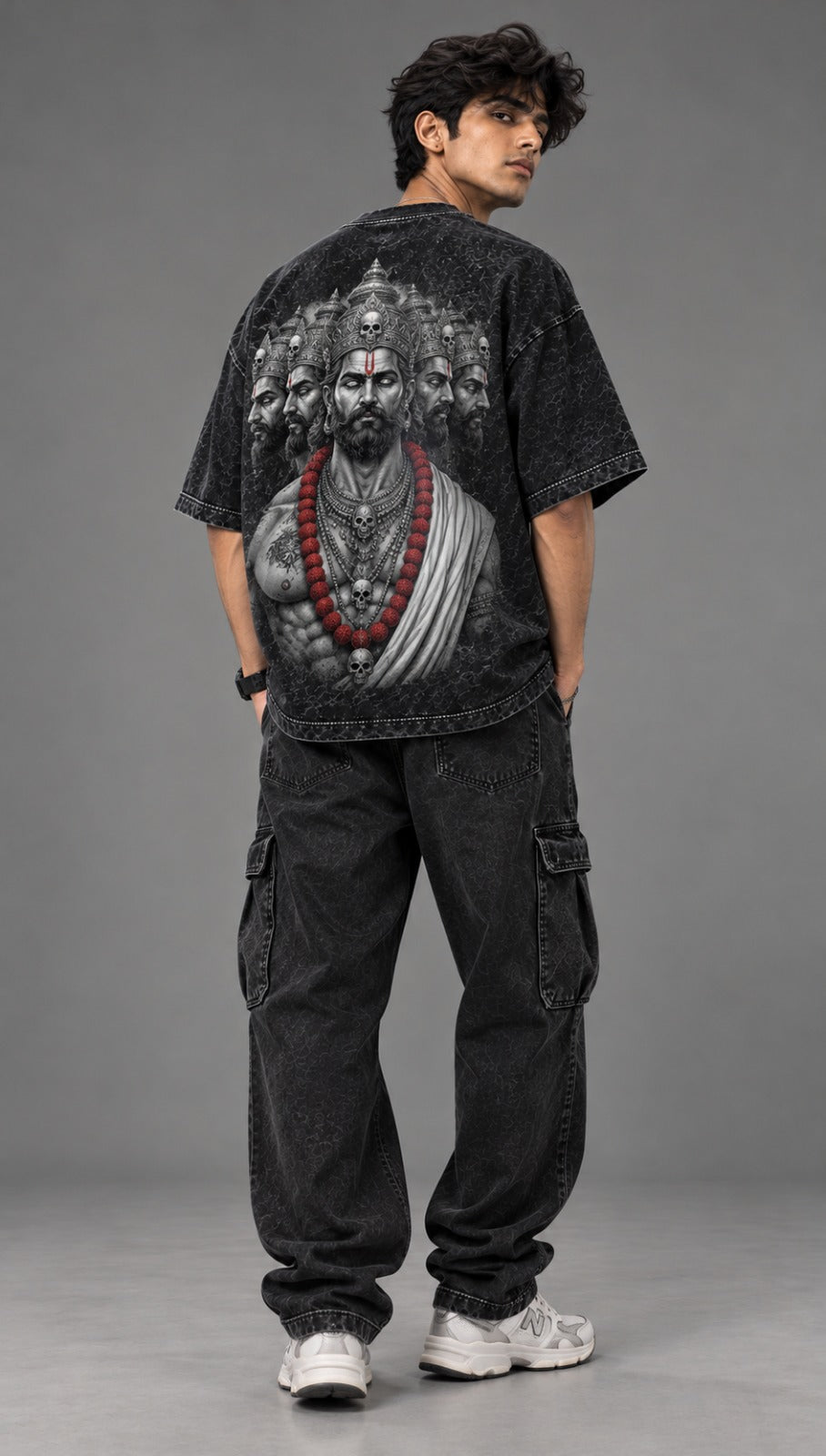 Nullfit Black Oversized Acid Wash T-Shirt