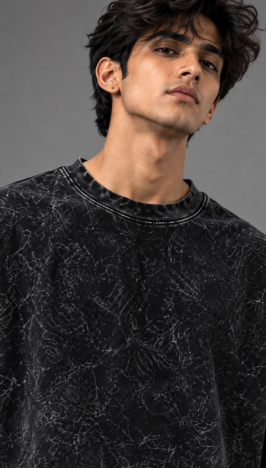 Nullfit Black Oversized Acid Wash T-Shirt