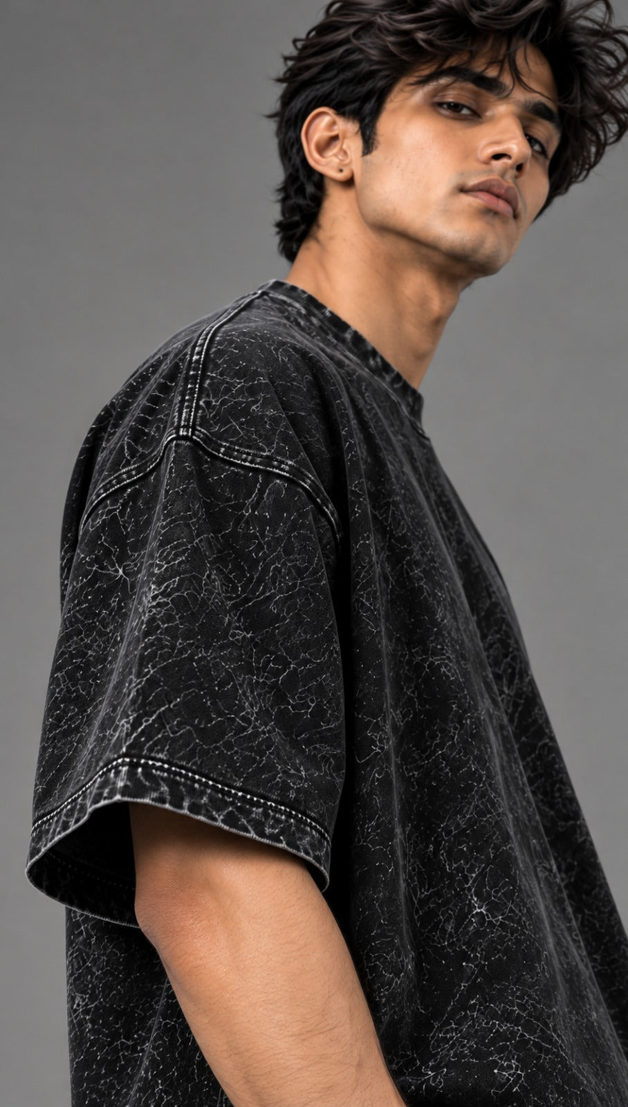 Nullfit Black Oversized Acid Wash T-Shirt